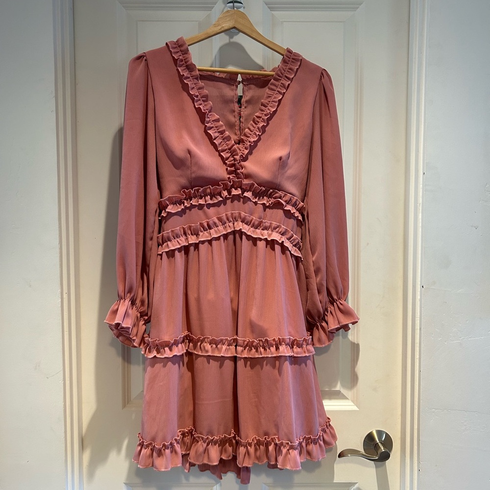 Chic Ruffled Pink Dress
